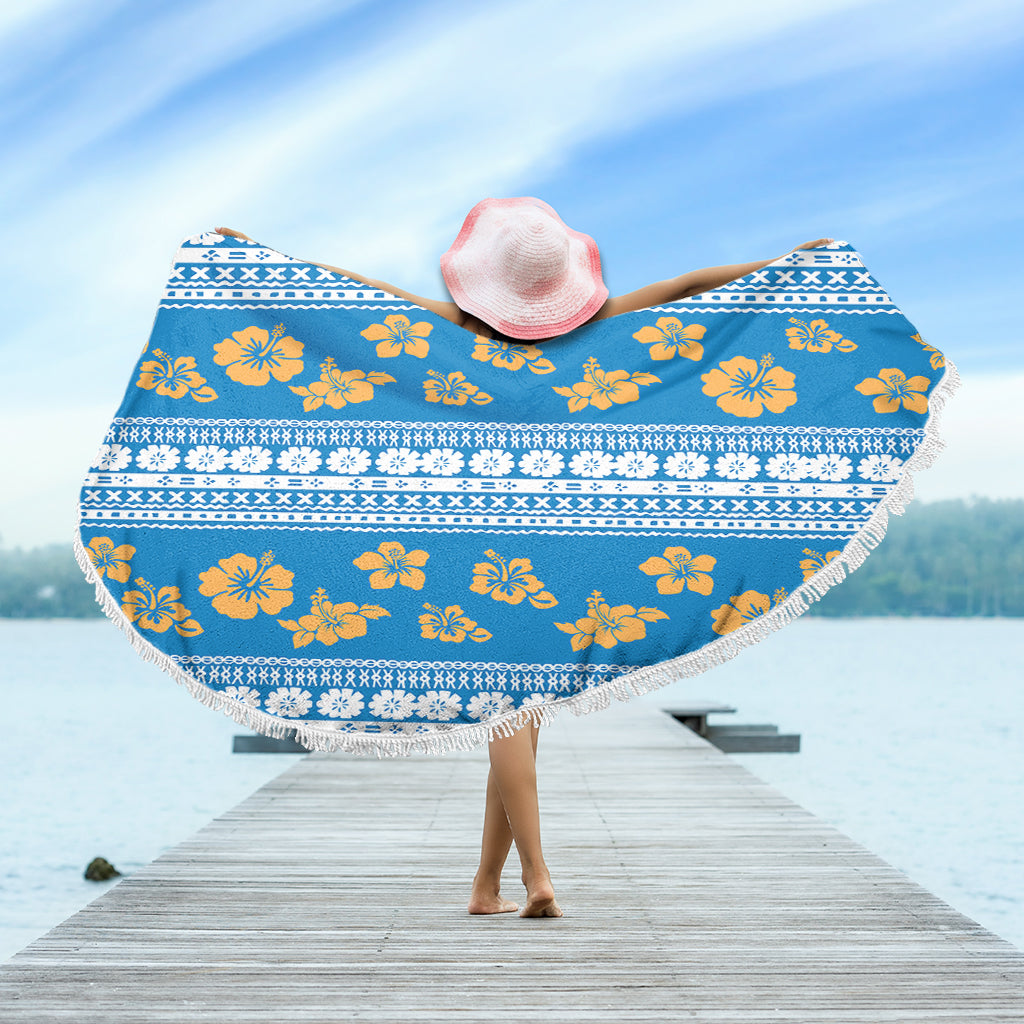 Fiji Beach Blanket Tapa Flower Fabric Print