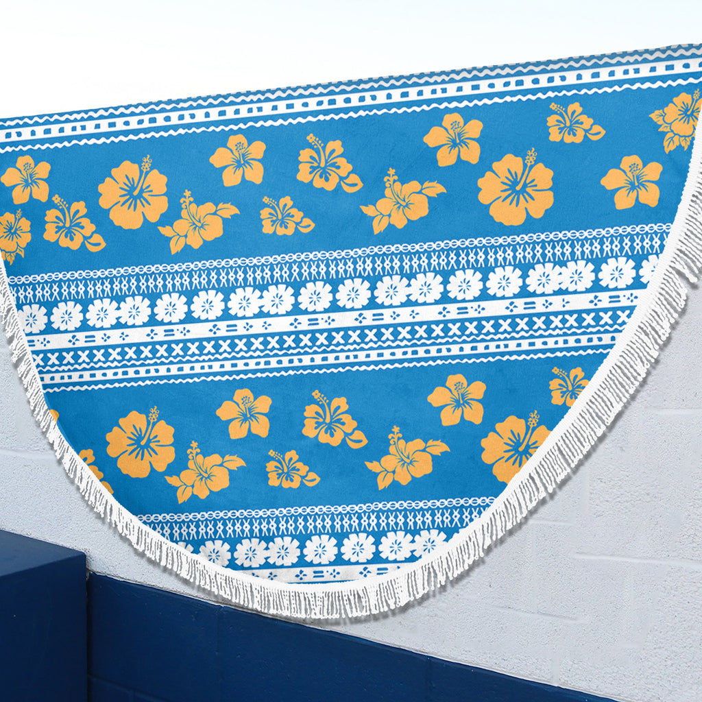 Fiji Beach Blanket Tapa Flower Fabric Print