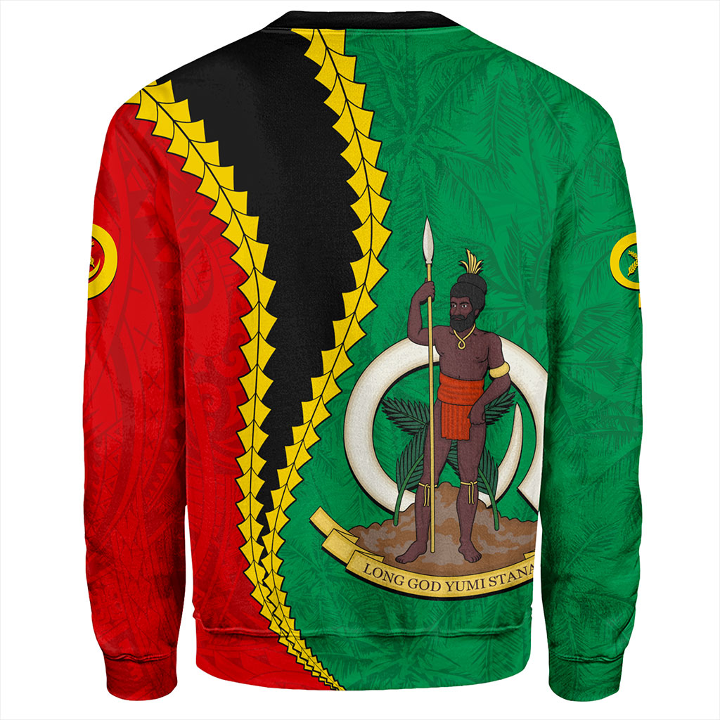 Vanuatu Sweatshirt Tattoo With Tree Coconut Pattern