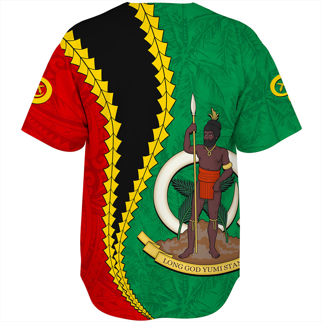 Vanuatu Baseball Shirt Tattoo With Tree Coconut Pattern