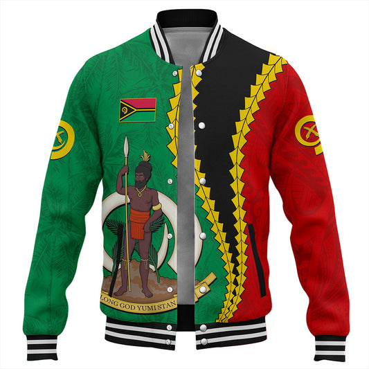 Vanuatu Baseball Jacket Tattoo With Tree Coconut Pattern