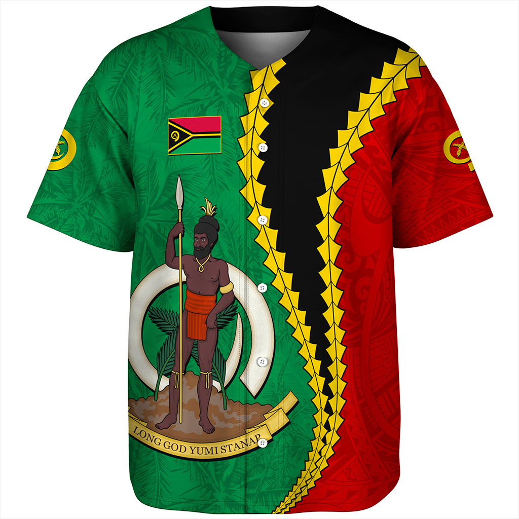 Vanuatu Baseball Shirt Tattoo With Tree Coconut Pattern