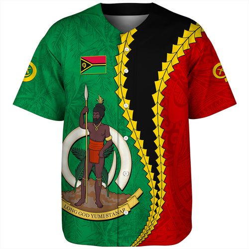 Vanuatu Baseball Shirt Tattoo With Tree Coconut Pattern