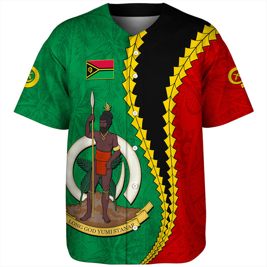 Vanuatu Baseball Shirt Tattoo With Tree Coconut Pattern