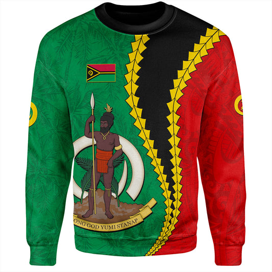 Vanuatu Sweatshirt Tattoo With Tree Coconut Pattern