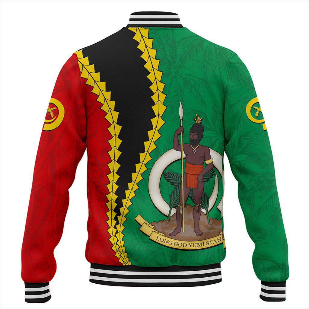 Vanuatu Baseball Jacket Tattoo With Tree Coconut Pattern