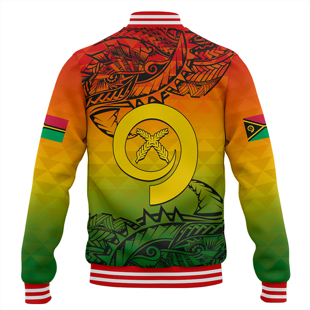 Vanuatu Baseball Jacket Polynesia Tribal Pattern With Map