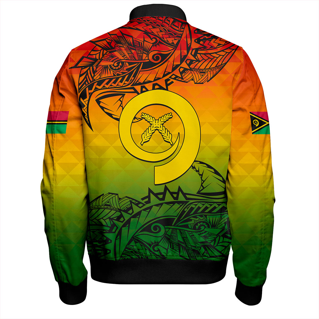 Vanuatu Bomber Jacket Polynesia Tribal Pattern With Map