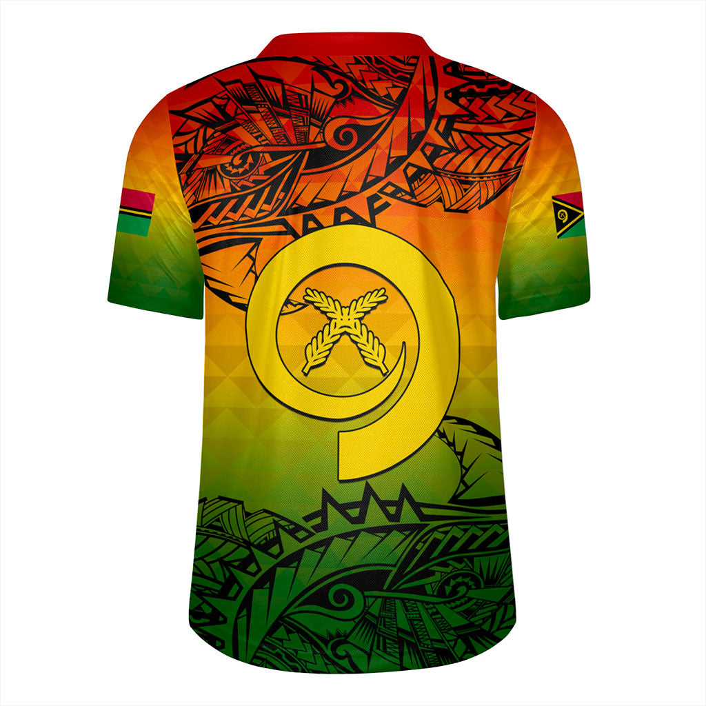 Vanuatu Rugby Jersey Polynesia Tribal Pattern With Map