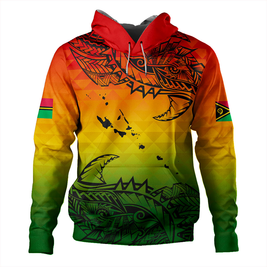 Vanuatu Hoodie Polynesia Tribal Pattern With Map