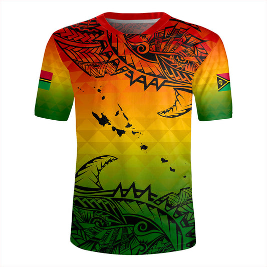 Vanuatu Rugby Jersey Polynesia Tribal Pattern With Map