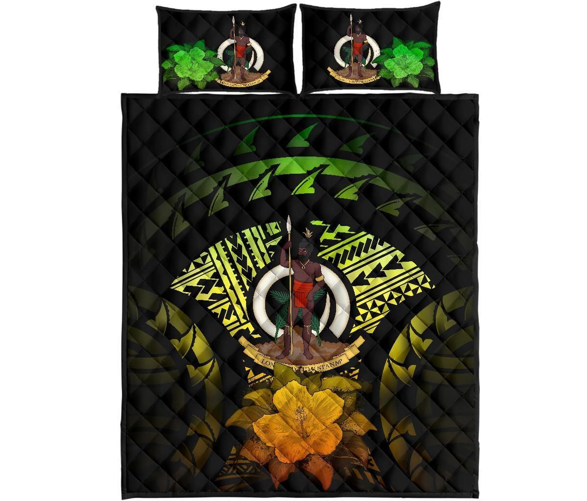 Vanuatu Polynesian Quilt Bed Set Hibiscus Reggae