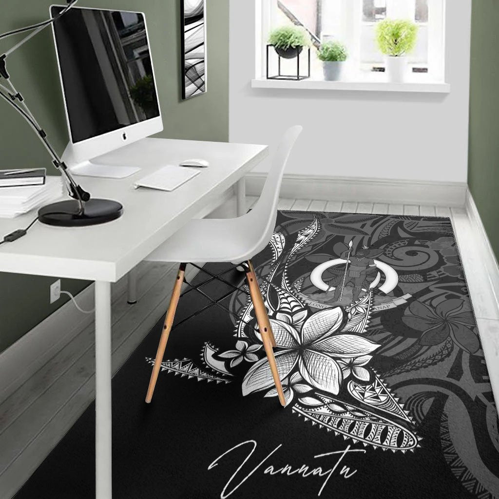 Vanuatu Area Rug - Fish With Plumeria Flowers Style