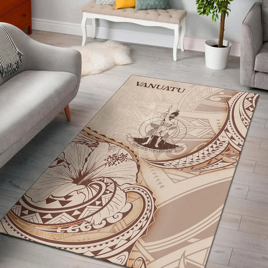 Vanuatu Area Rug - Hibiscus Flowers Vintage Style