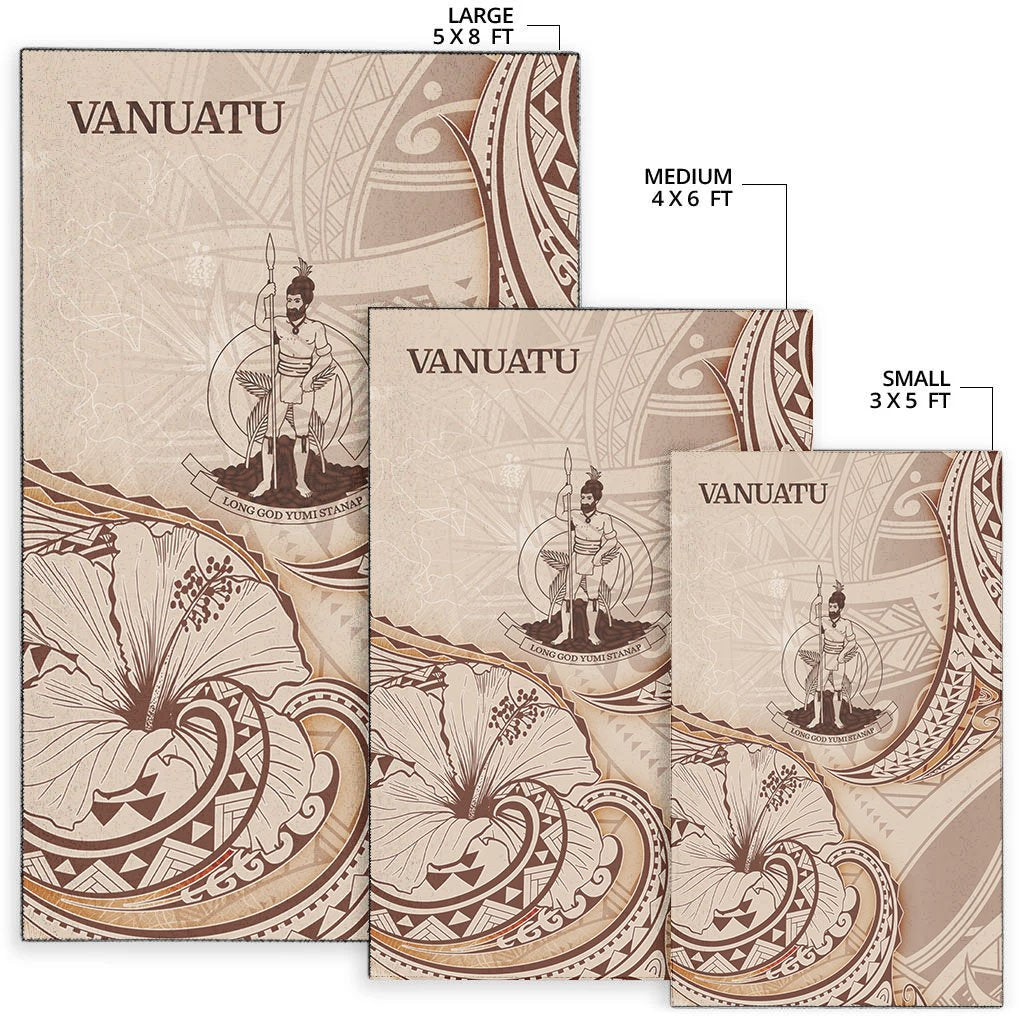 Vanuatu Area Rug - Hibiscus Flowers Vintage Style