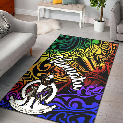 Vanuatu Area Rug - Rainbow Polynesian Pattern