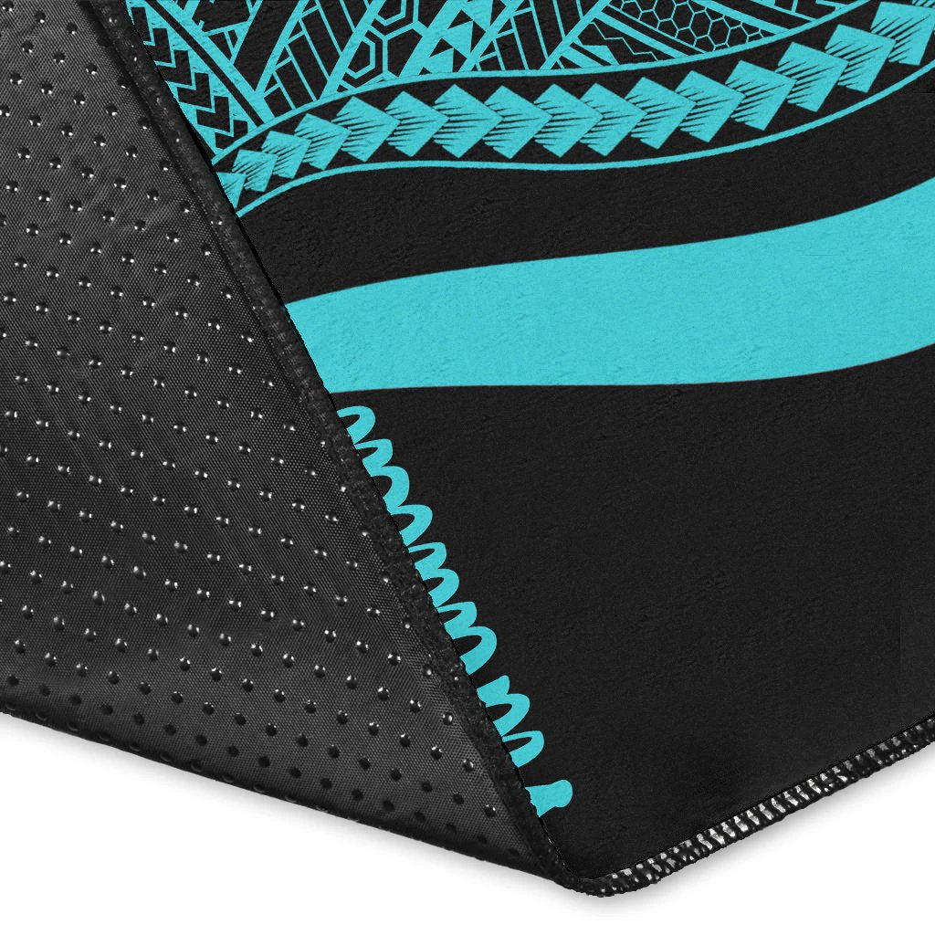 Vanuatu Area Rug - Turquoise Polynesian Tentacle Tribal Pattern