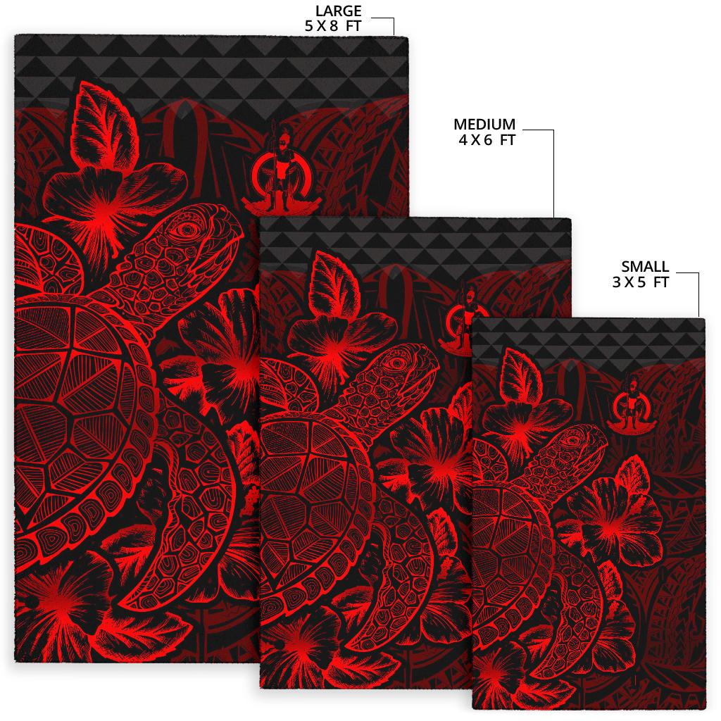 Vanuatu Area Rugs Turtle Hibiscus Red