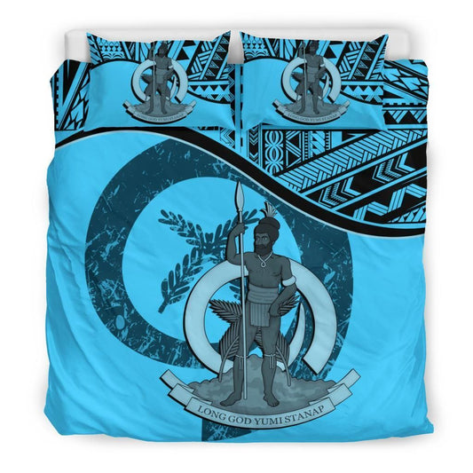 Vanuatu Duvet Cover Set - Vanuatu Coat Of Arms Blue
