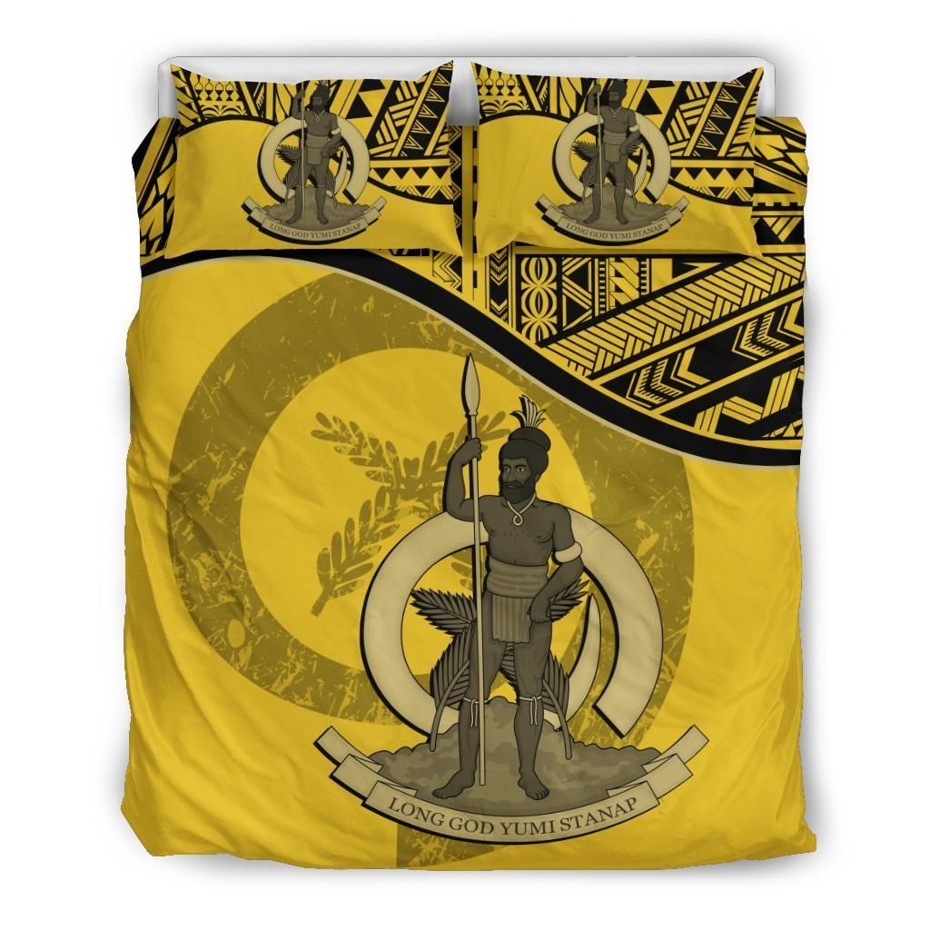 Vanuatu Duvet Cover Set - Vanuatu Coat Of Arms Yellow