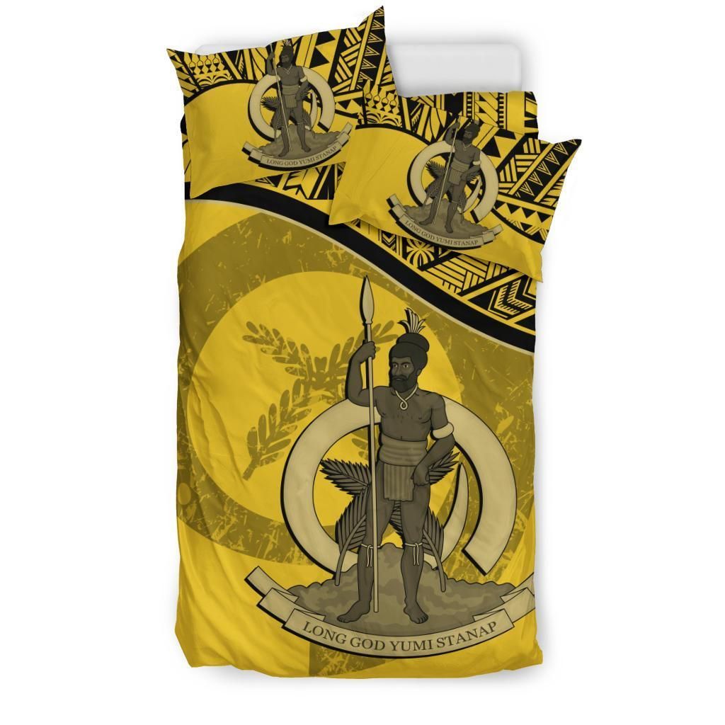 Vanuatu Duvet Cover Set - Vanuatu Coat Of Arms Yellow