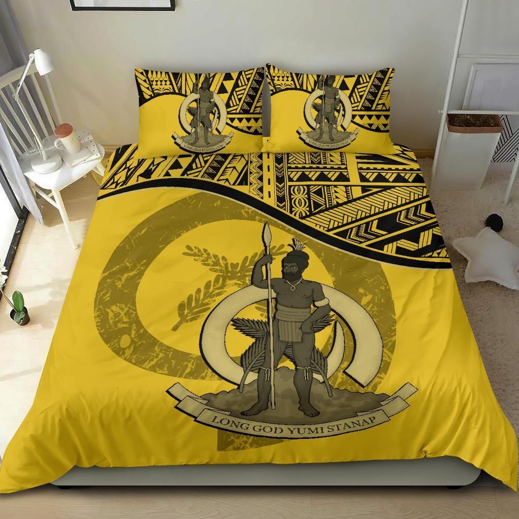 Vanuatu Duvet Cover Set - Vanuatu Coat Of Arms Yellow