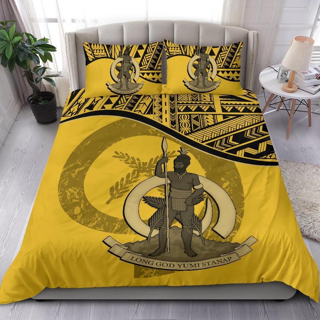 Vanuatu Duvet Cover Set - Vanuatu Coat Of Arms Yellow