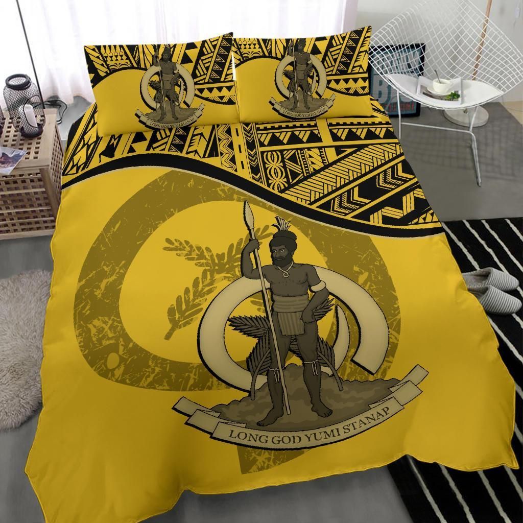 Vanuatu Duvet Cover Set - Vanuatu Coat Of Arms Yellow