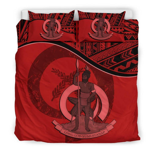 Vanuatu Duvet Cover Set - Vanuatu Coat Of Arms Red