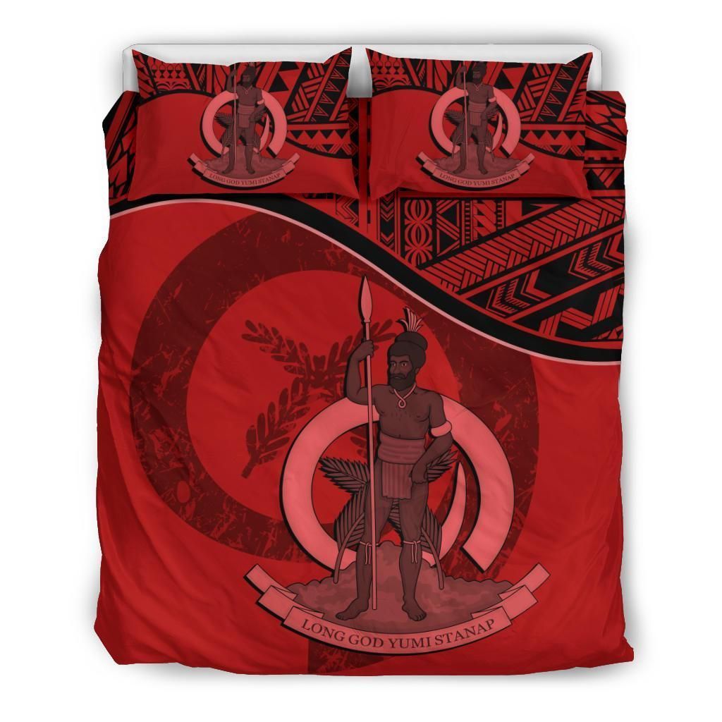 Vanuatu Duvet Cover Set - Vanuatu Coat Of Arms Red