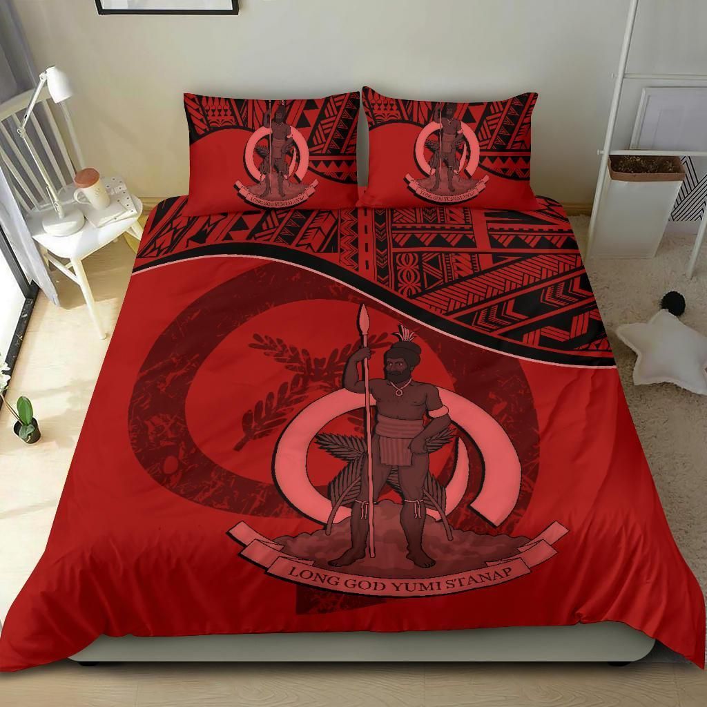 Vanuatu Duvet Cover Set - Vanuatu Coat Of Arms Red