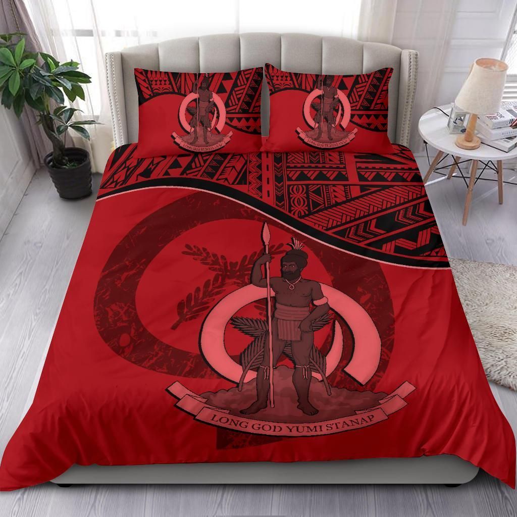 Vanuatu Duvet Cover Set - Vanuatu Coat Of Arms Red