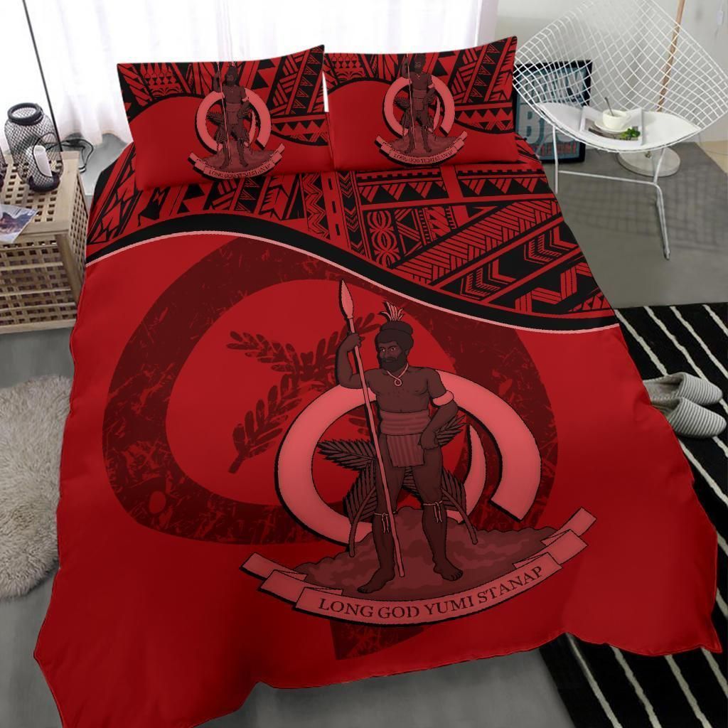 Vanuatu Duvet Cover Set - Vanuatu Coat Of Arms Red