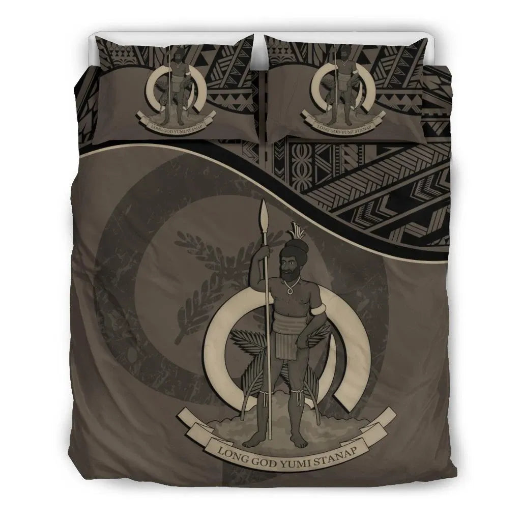 Vanuatu Duvet Cover Set - Vanuatu Coat Of Arms Brown