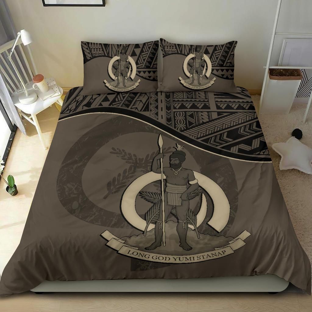 Vanuatu Duvet Cover Set - Vanuatu Coat Of Arms Brown