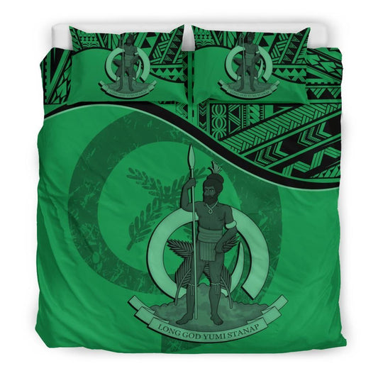 Vanuatu Duvet Cover Set - Vanuatu Coat Of Arms Green