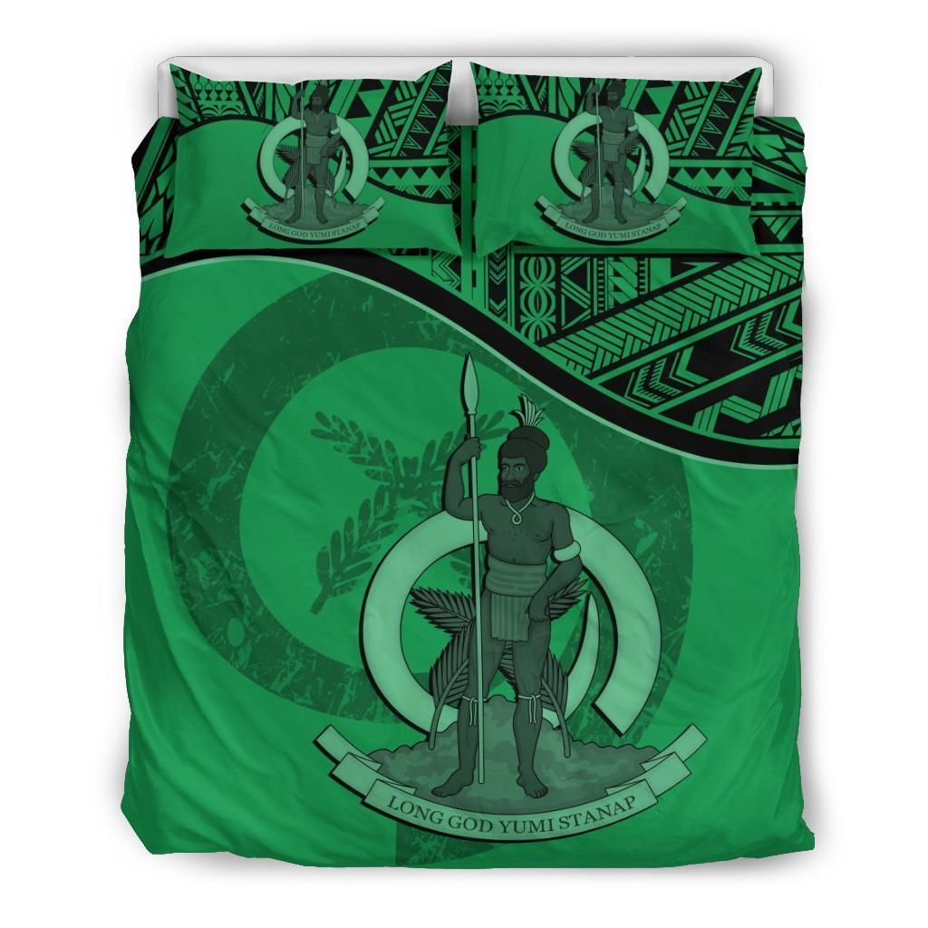 Vanuatu Duvet Cover Set - Vanuatu Coat Of Arms Green