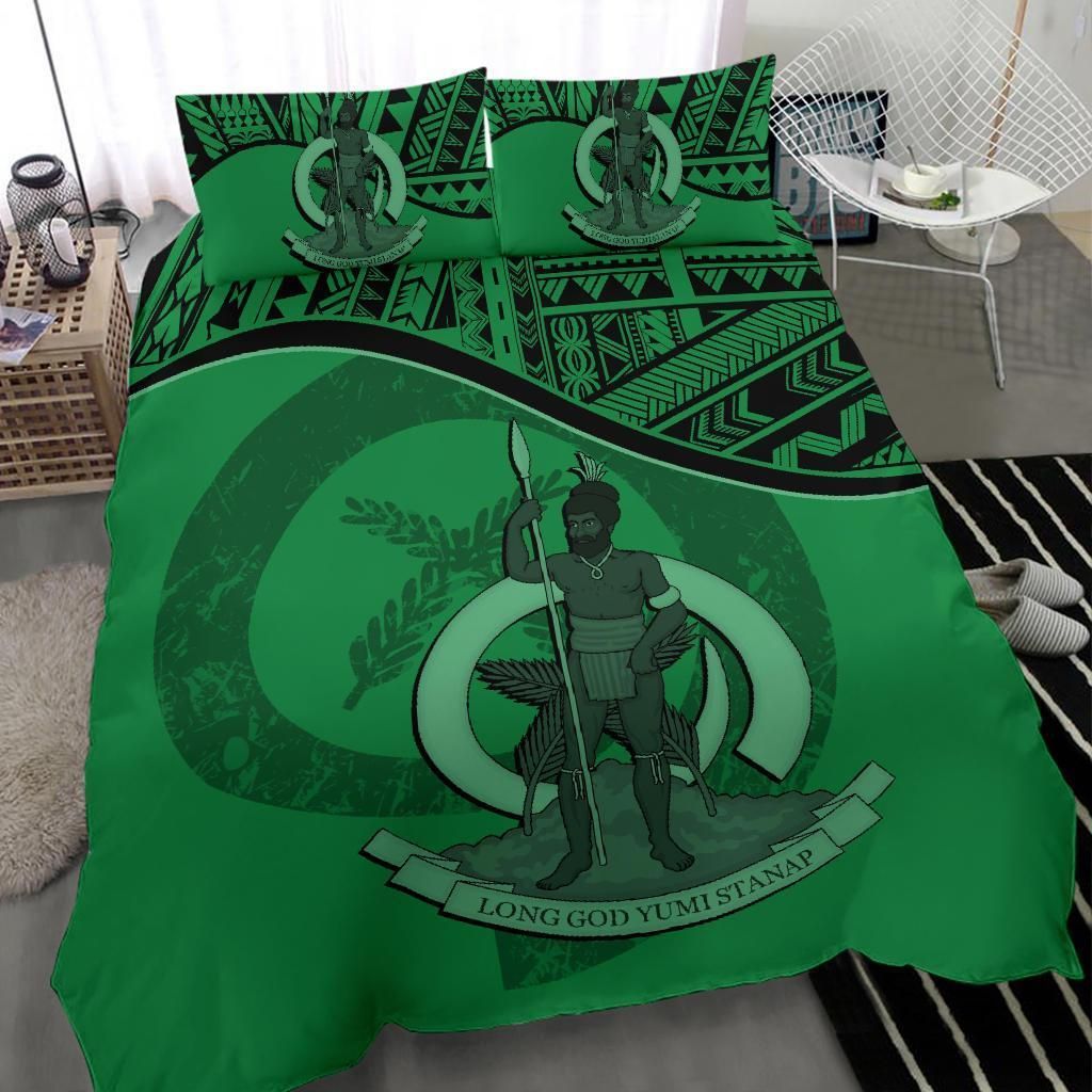 Vanuatu Duvet Cover Set - Vanuatu Coat Of Arms Green