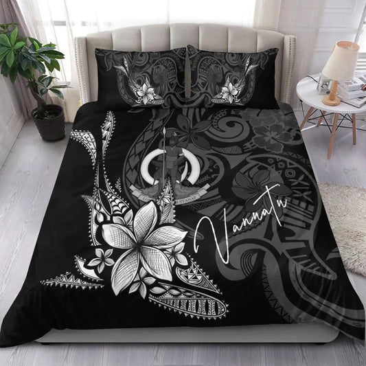 Vanuatu Bedding Set - Fish With Plumeria Flowers Style