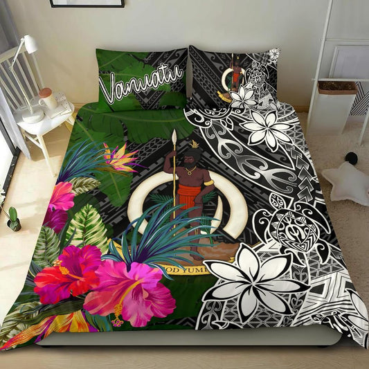 Vanuatu Bedding Set - Turtle Plumeria Banana Leaf