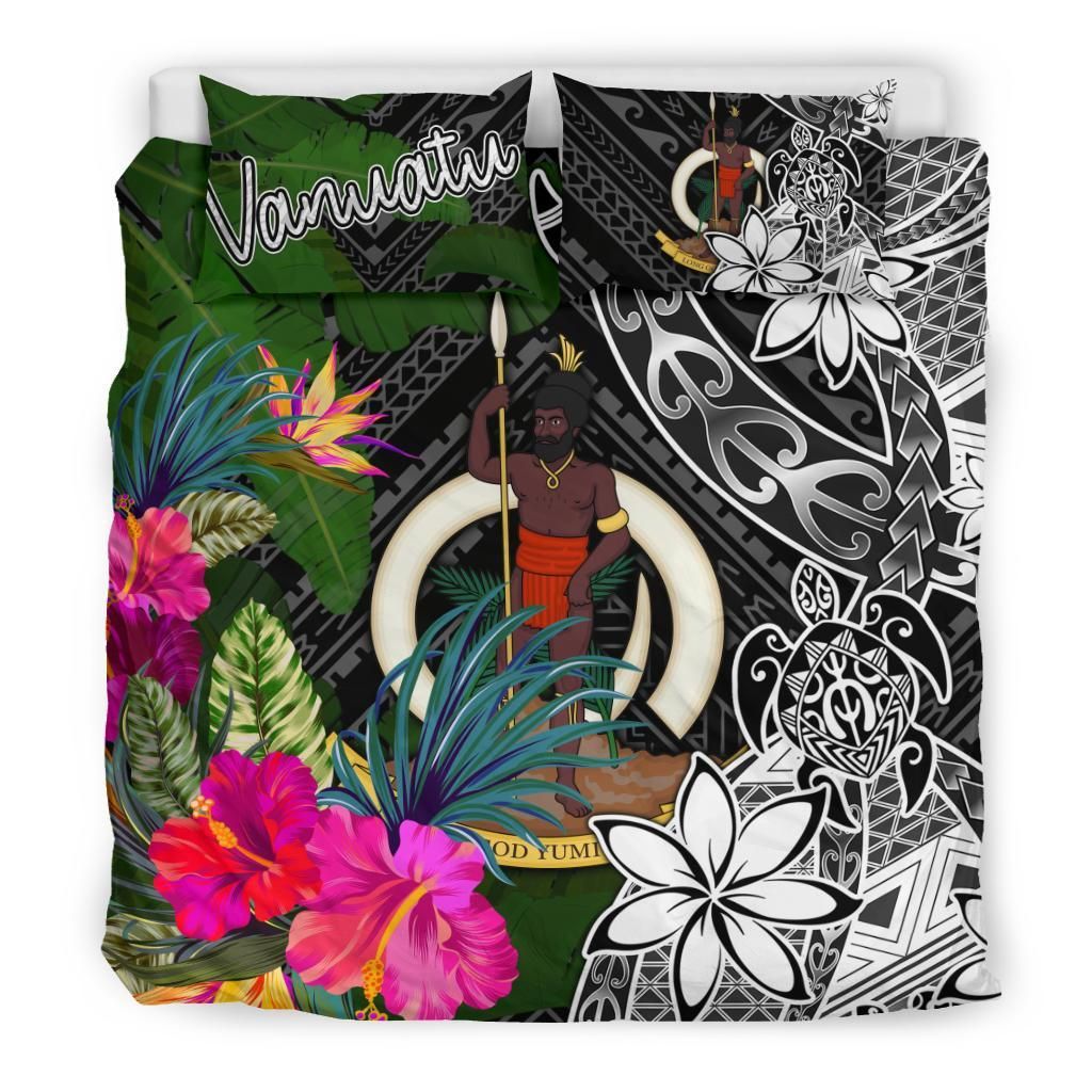 Vanuatu Bedding Set - Turtle Plumeria Banana Leaf