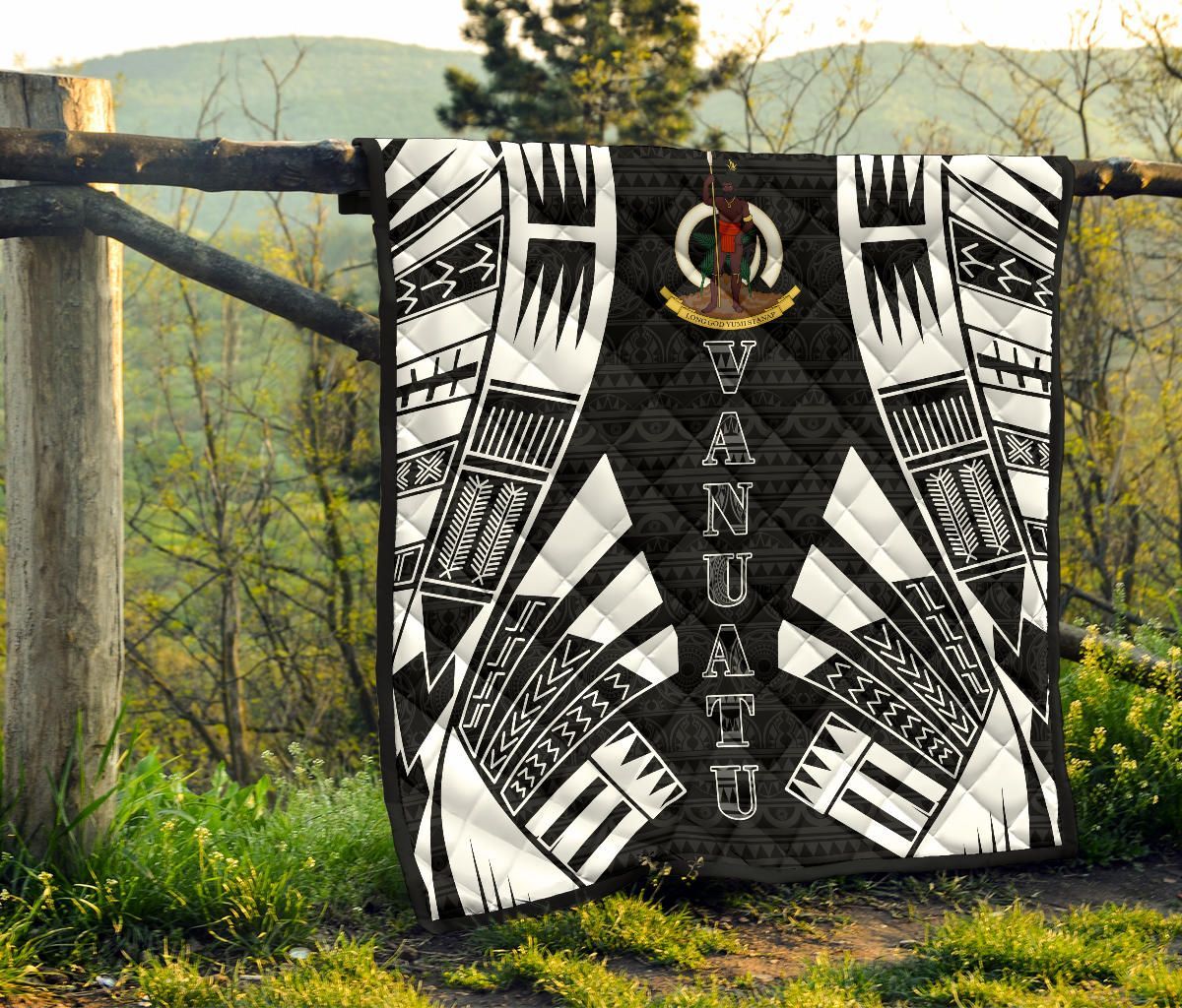 Vanuatu Premium Quilt - Vanuatu Coat Of Arms Polynesian White Tattoo