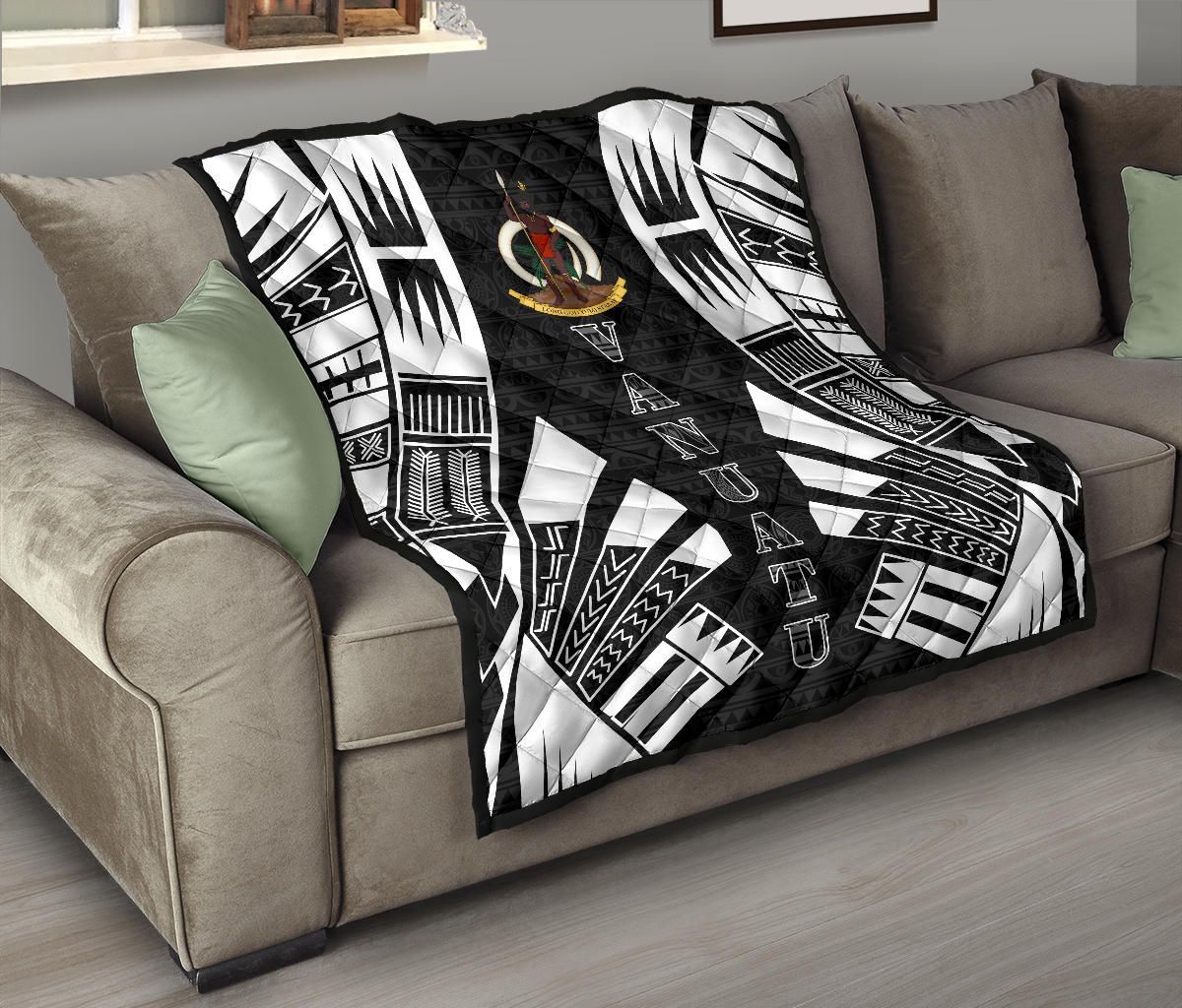 Vanuatu Premium Quilt - Vanuatu Coat Of Arms Polynesian White Tattoo