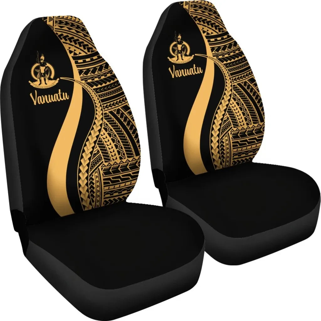 Vanuatu Car Seat Covers - Gold Polynesian Tentacle Tribal Pattern