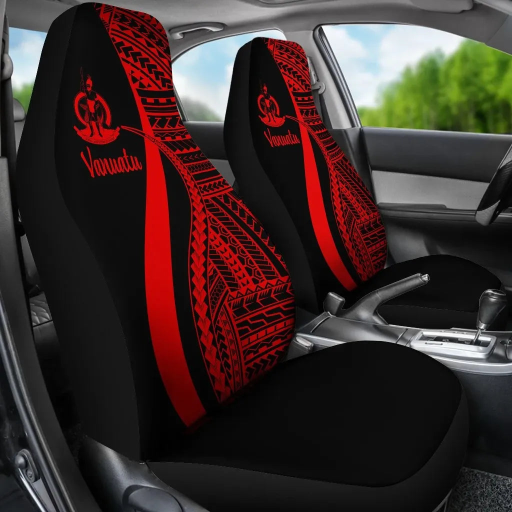 Vanuatu Car Seat Covers - Red Polynesian Tentacle Tribal Pattern