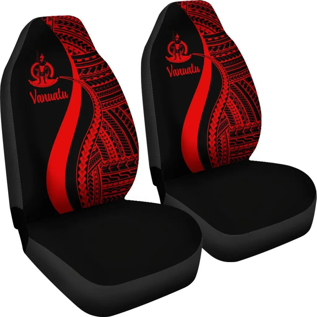 Vanuatu Car Seat Covers - Red Polynesian Tentacle Tribal Pattern
