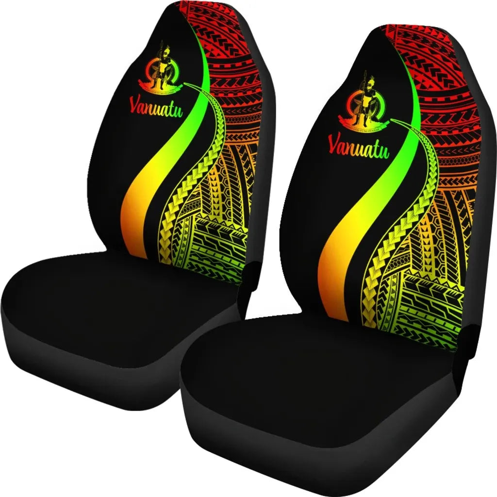 Vanuatu Car Seat Covers - Reggae Polynesian Tentacle Tribal Pattern