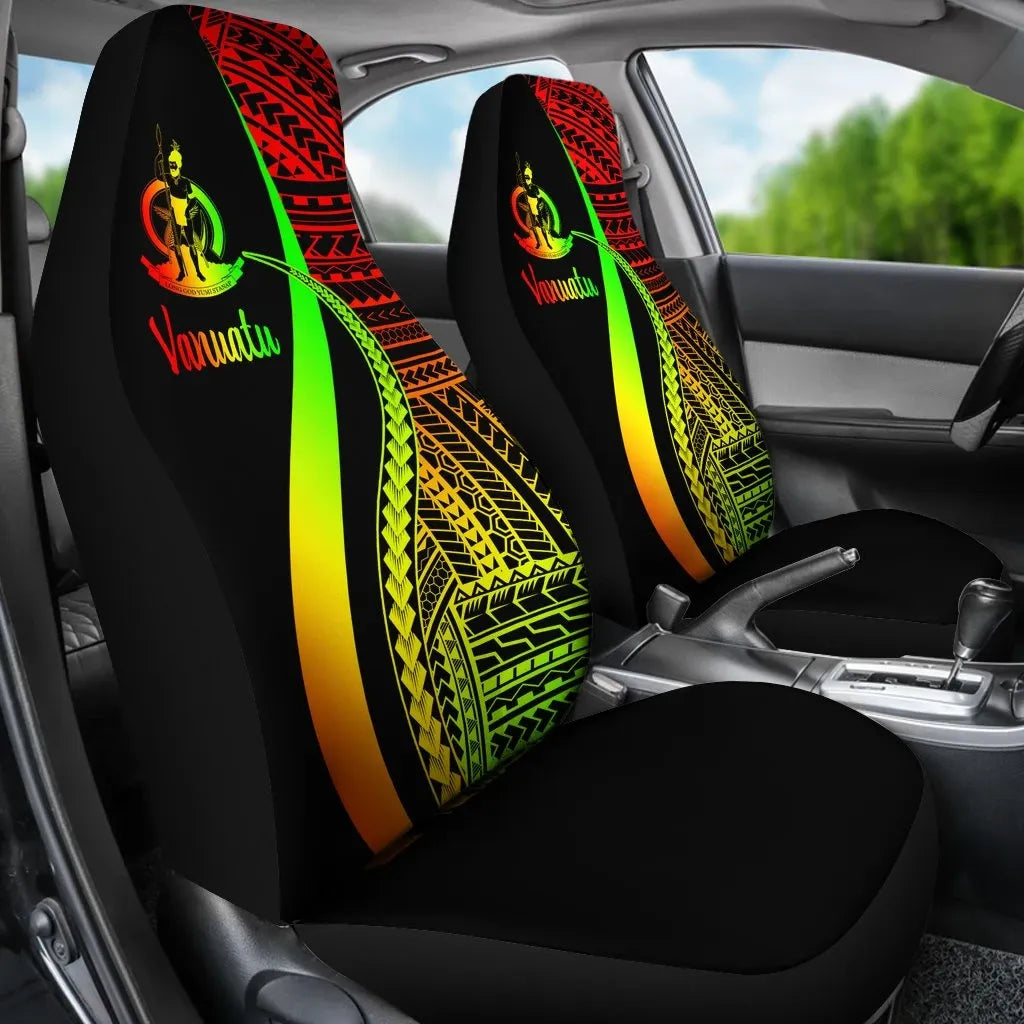 Vanuatu Car Seat Covers - Reggae Polynesian Tentacle Tribal Pattern