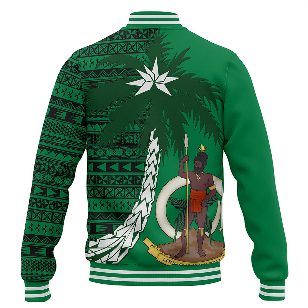 Vanuatu Baseball Jacket Coat Of Arms Tree Coconut