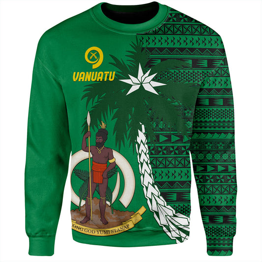 Vanuatu Sweatshirt Coat Of Arms Tree Coconut